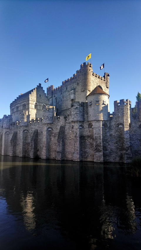 Vue côté aquatique du château de Gand